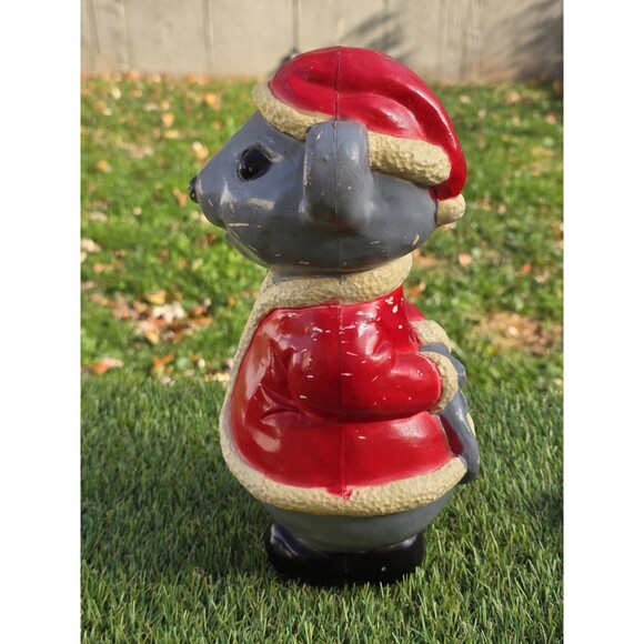HTF Vtg Christmas Blow Mold Union Products Gray Santa Mouse (New Cord & LED Bulb - Picture 9 of 12